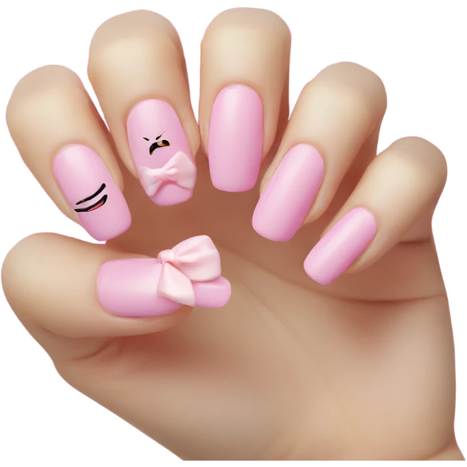Cute pink bow nails emoji