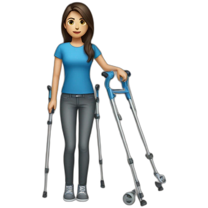 Brunette girl with crutches emoji