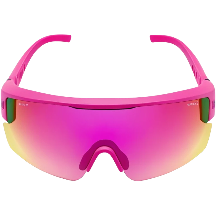 sporty hot pink shield visor sunglasses with maximalist thick frame, athletic design, rugged build, one-piece lens with pink gradient emoji
