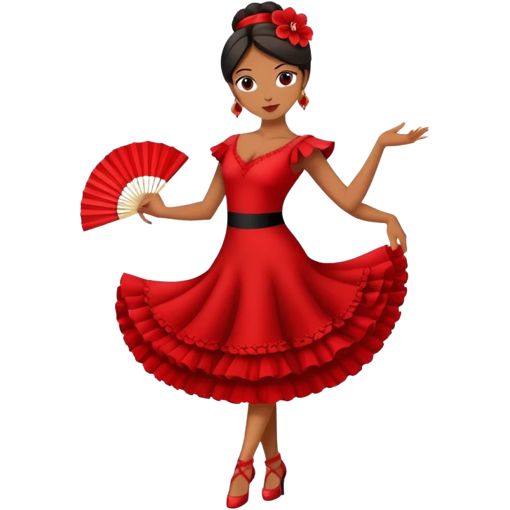 Flamenco dancer in red dress with fan emoji