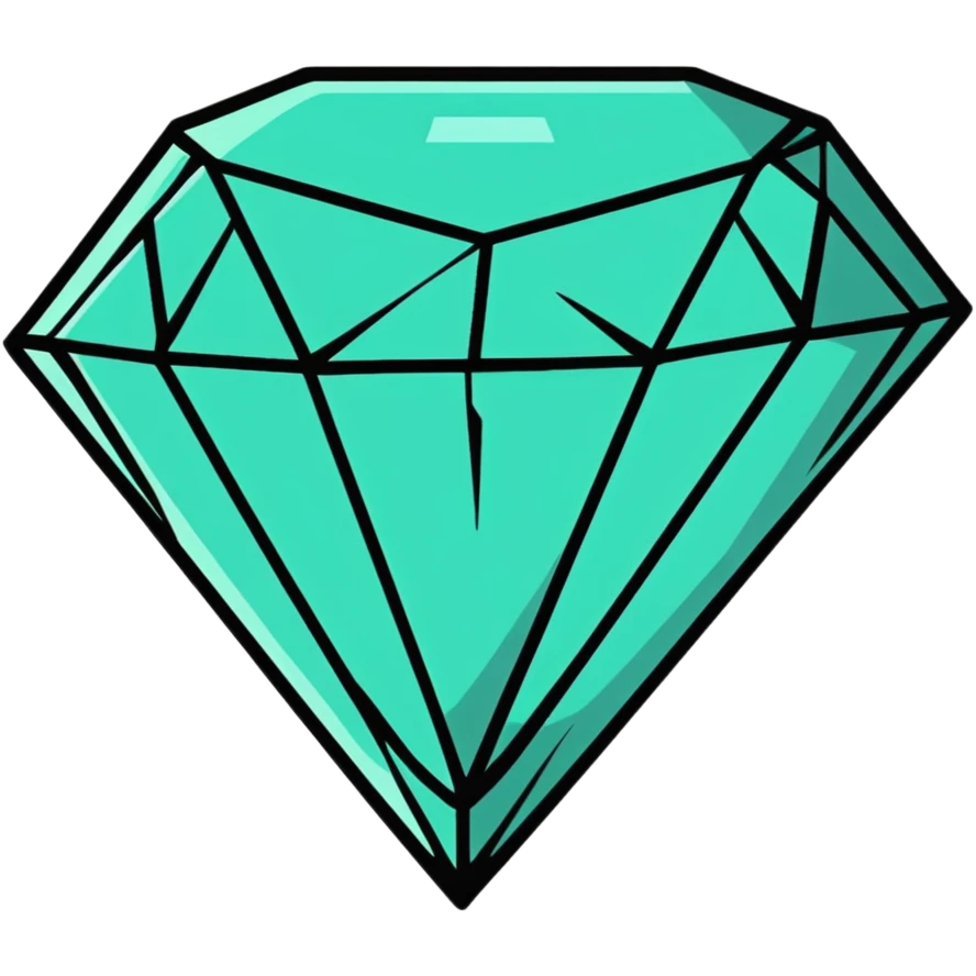 diamond, cartoon style, exaggerated facets, playful expression emoji