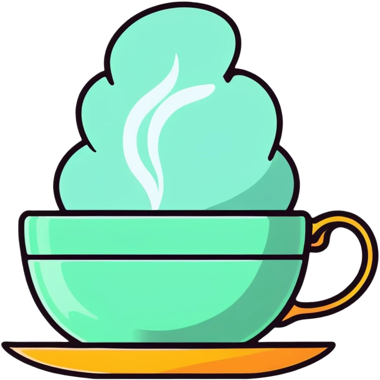 beautiful teacup with hot tea and steam emoji