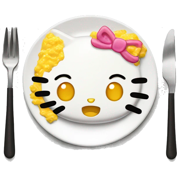 Hello kitty scrambled eggs on plate  emoji