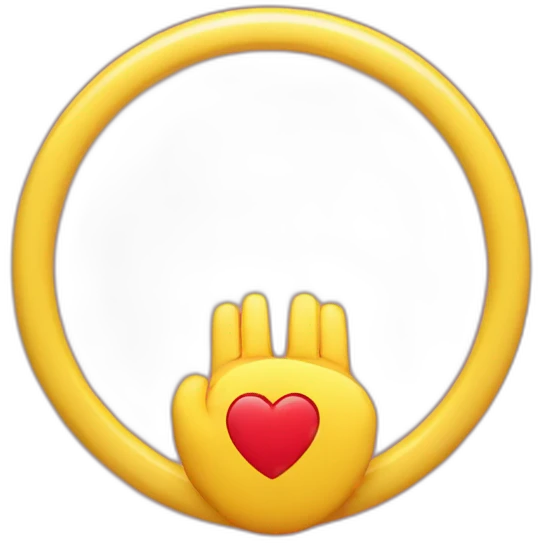 Cercle jaune avec main coeur emoji