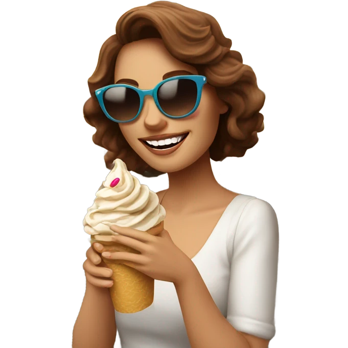 Brown hair lady with sunglasses Florence Italy eating gelato  emoji
