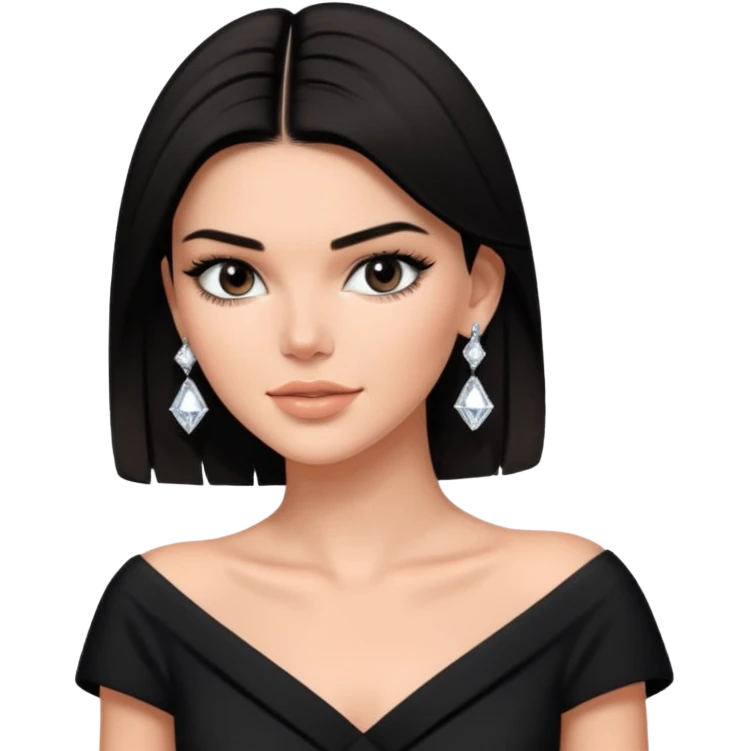 kendall jenner wear diamond earrings, black dress emoji
