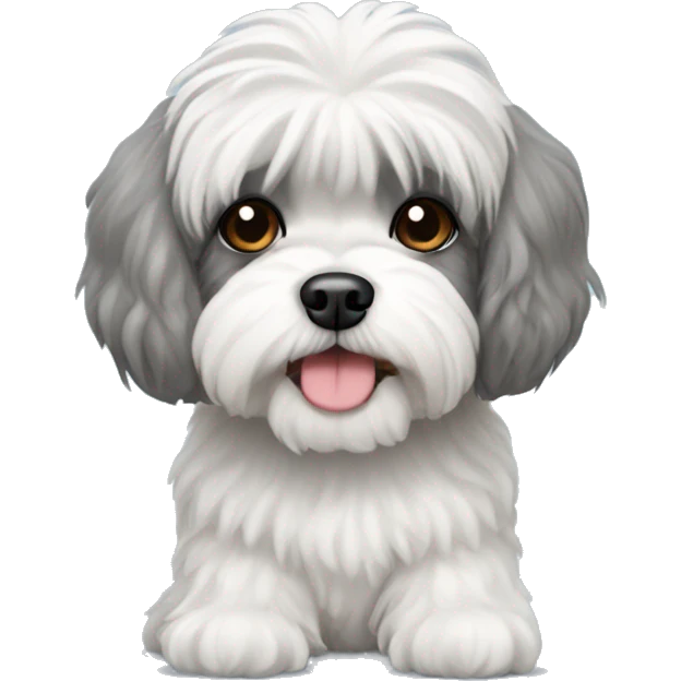 A grey and white shih tzu poodle mix  emoji