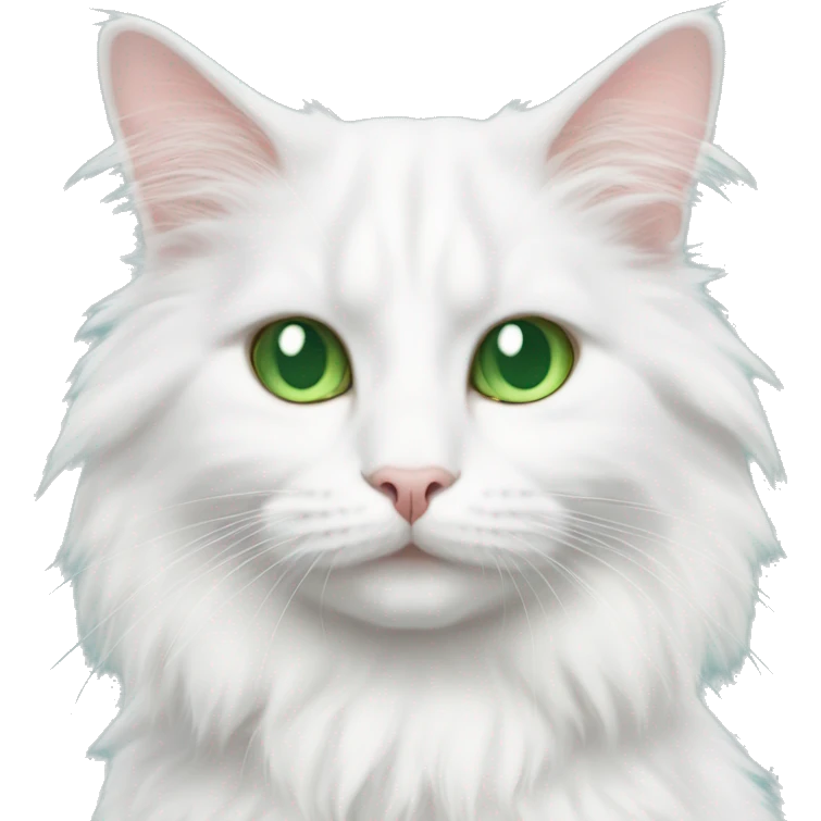 fluffy cat Turkish Angora with green and blue eyes  emoji