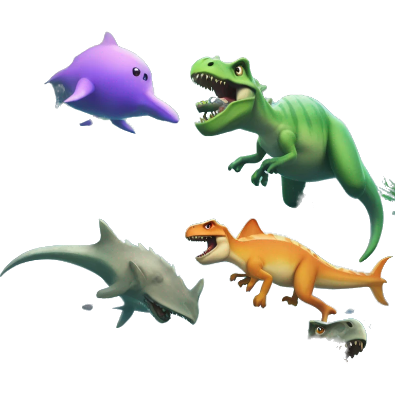 video game under the sea with dinosaurs in the gam emoji