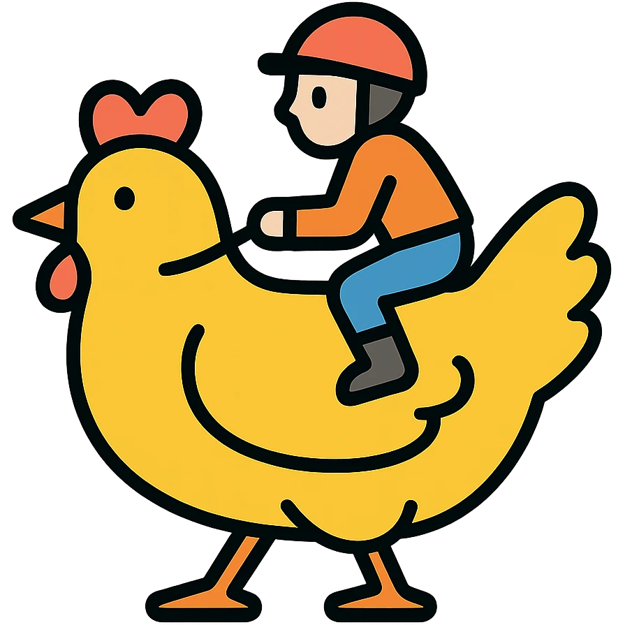 color outline icon of a chicken jockey emoji