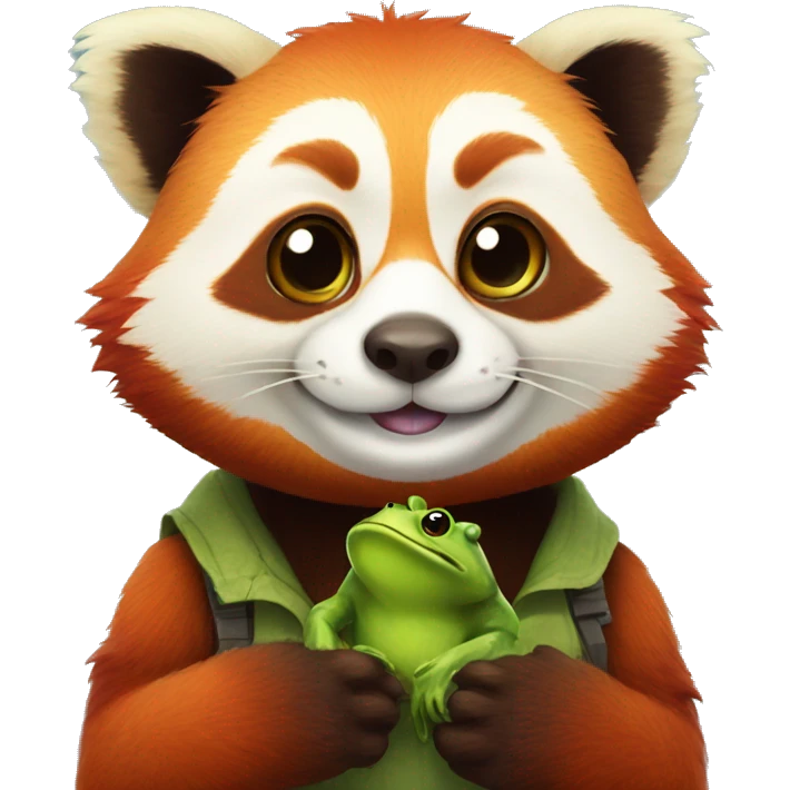 red panda wearing wearing a frog emoji