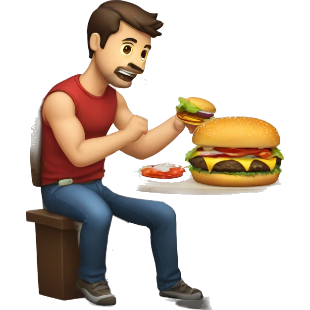 hombre fuerte comiendo hamburguesa123 emoji