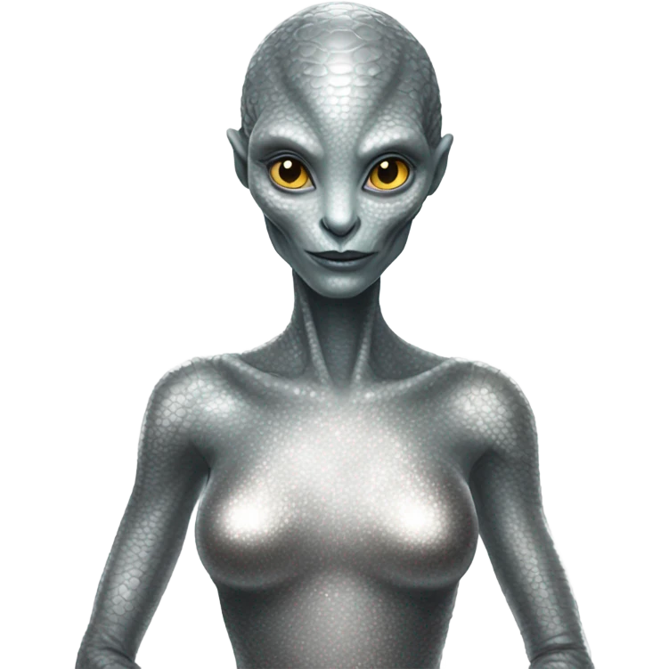 alien reptilian woman in silver dress emoji