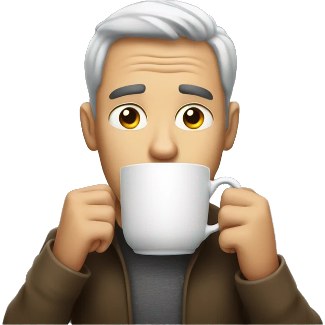 Man drinking tea while looking shocked emoji