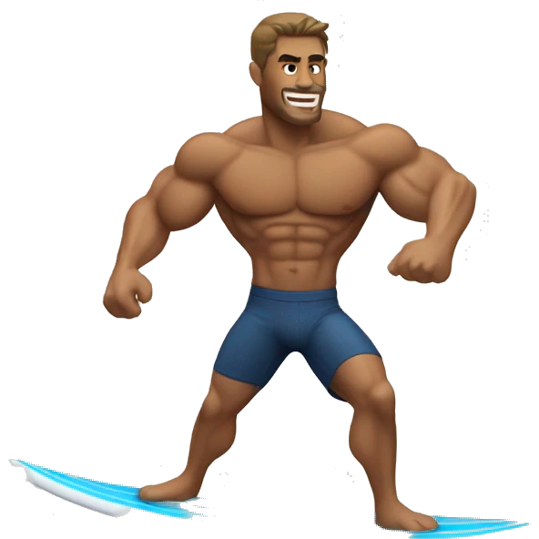 hot muscled man surfing emoji