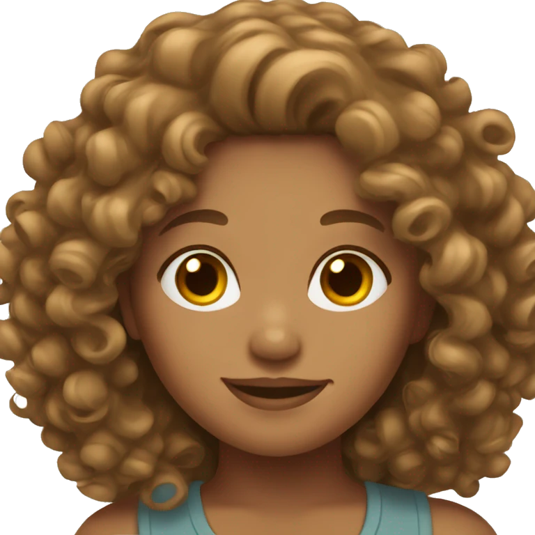Tan girl with curly brown hair  emoji