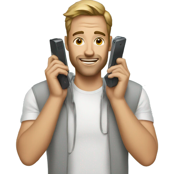 man with two phones emoji