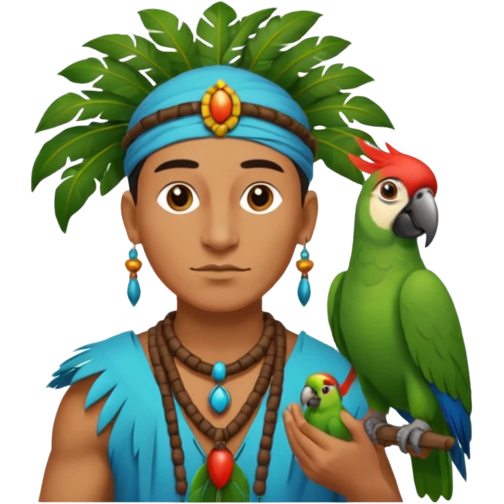 shaman hold a pet parrot emoji