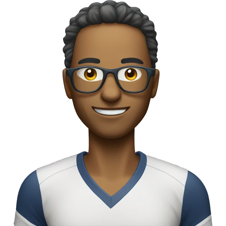 una persona daltónica con lentes jugando tenis emoji
