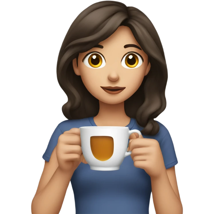 Brunette girl drinking tea emoji