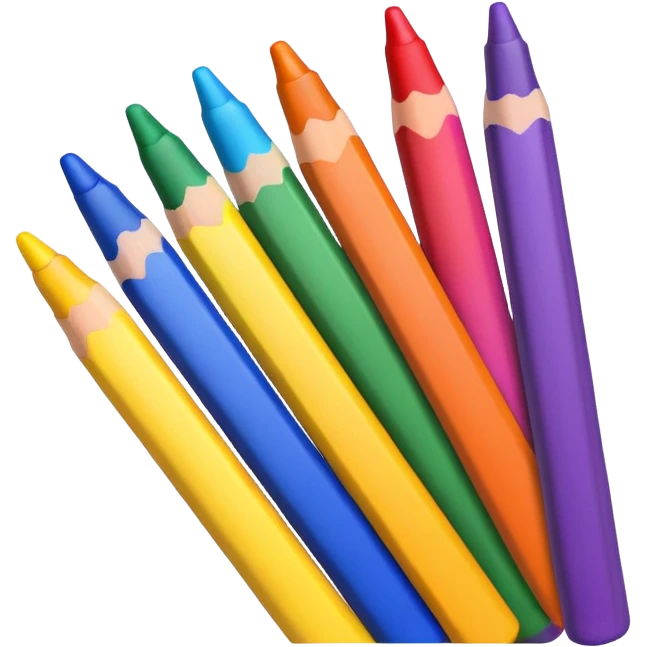 crayons arranged in a rainbow emoji