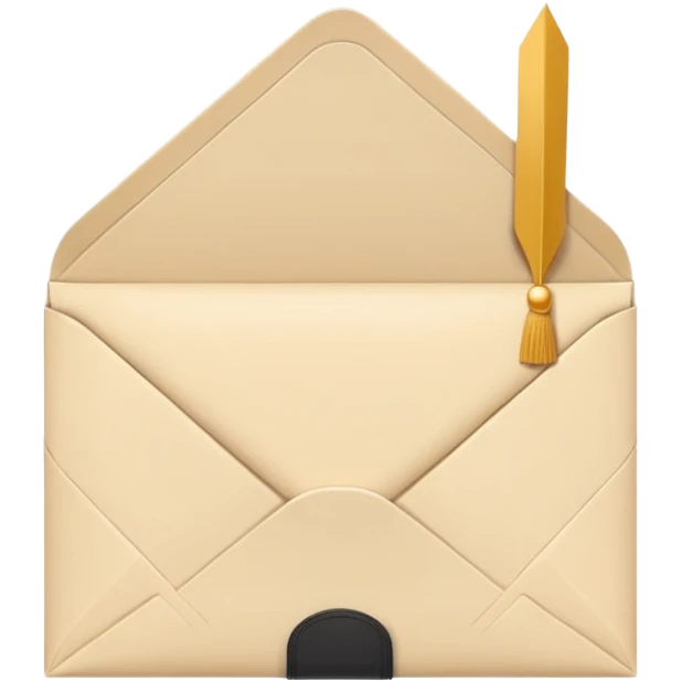 A simple emoji-style icon of a white manila envelope with subtle paper texture, clean edges, and a small graduation NUMBER  2022-photo on the front, graduation icon  emoji