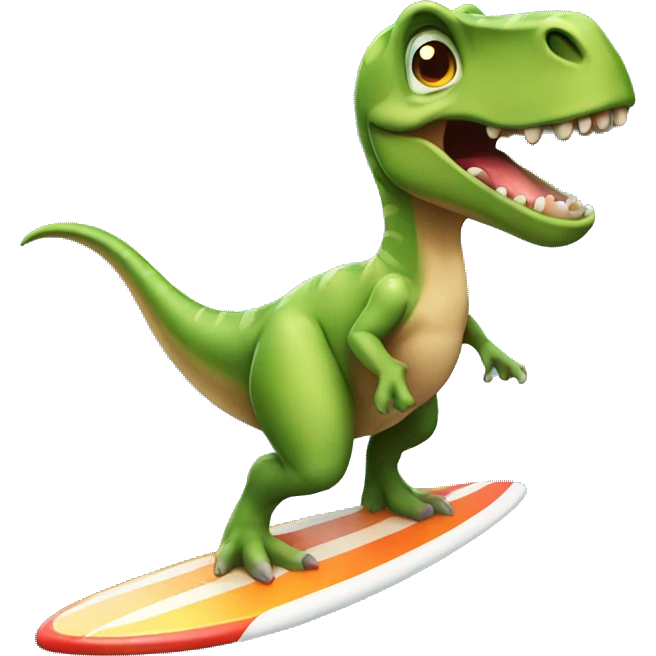 dinosaurus op een surfbord emoji