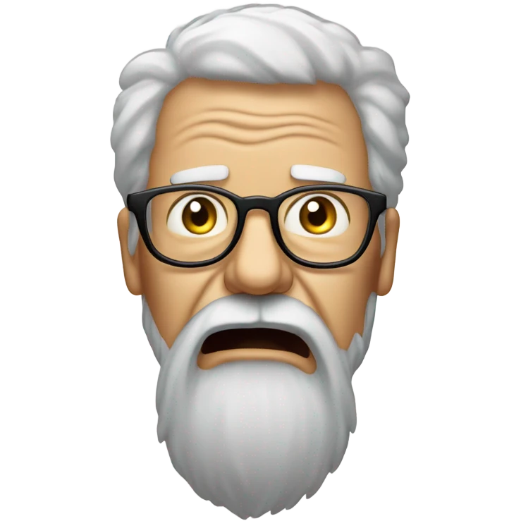 Old man with beard and glasses Screaming into a pillow emoji