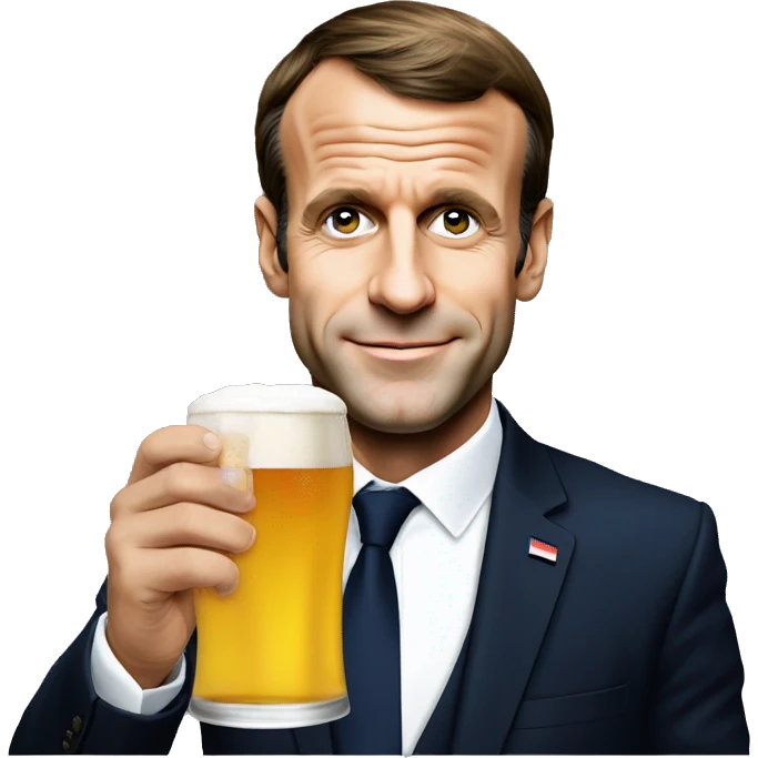 Emmanuel Macron avec une bière dans les mains  emoji
