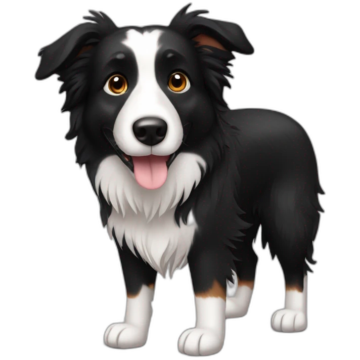 Black colour hair Border collie with Brown eyes emoji