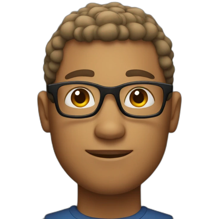 curly short haired man wearing square glasses emoji