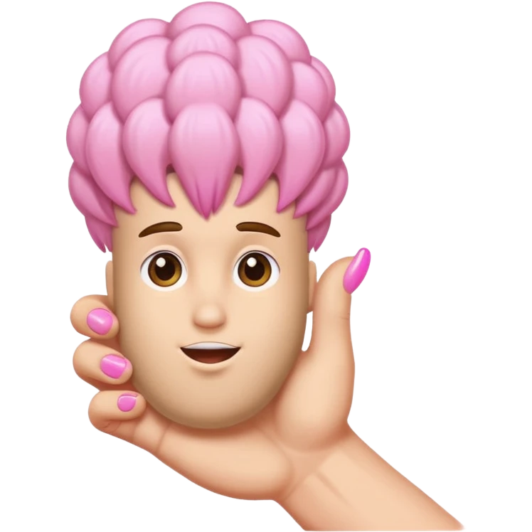hand on big penis with pink tip and hair balls emoji