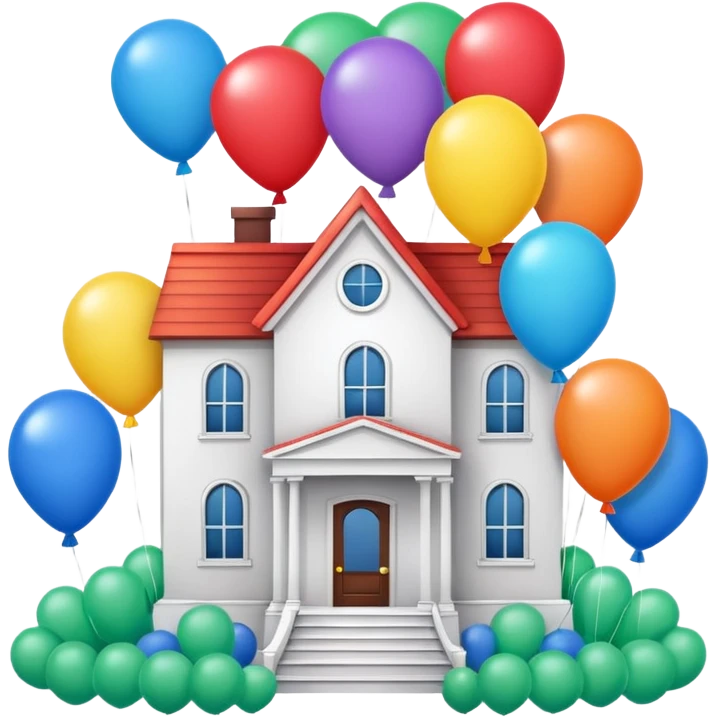 white house with balloons on top emoji