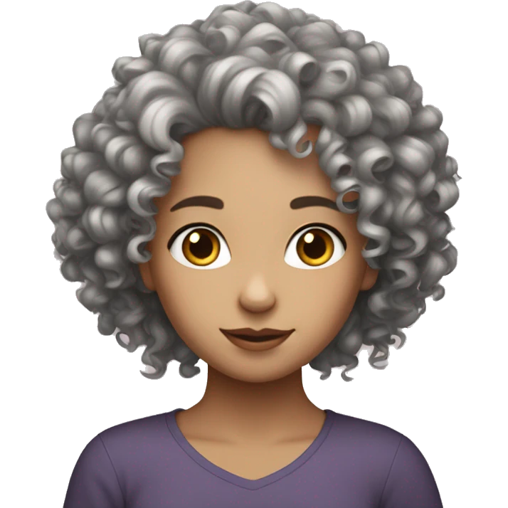 curly girl white skin, with brunnet hair emoji