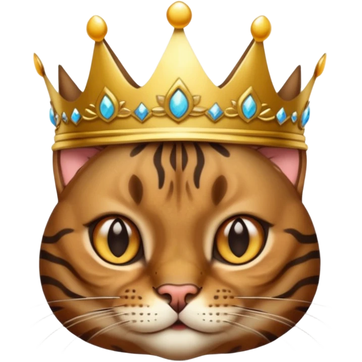 dark brown bengal cat with crown emoji