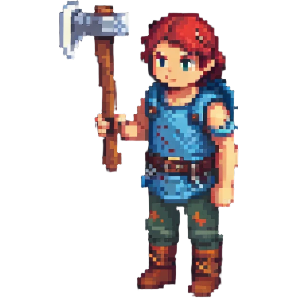isometric survivor with axe from Project Zomboid emoji