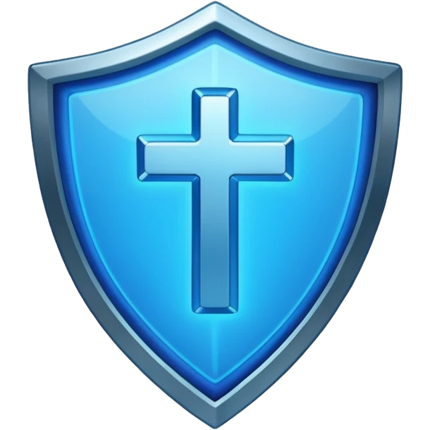 blue shield with neon blue check mark emoji