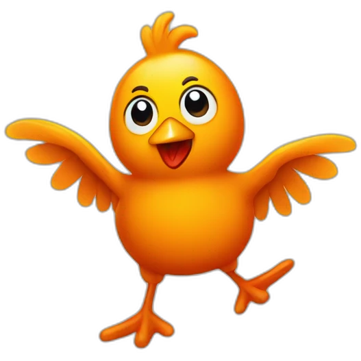 Pollito naranja bailando emoji