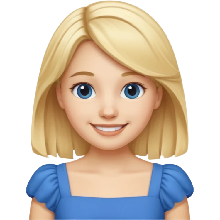 MAKE A ALICE AND THE WONDER LAND EMOJI WITH A BLUE DRESS AND BLOND HAIR emoji