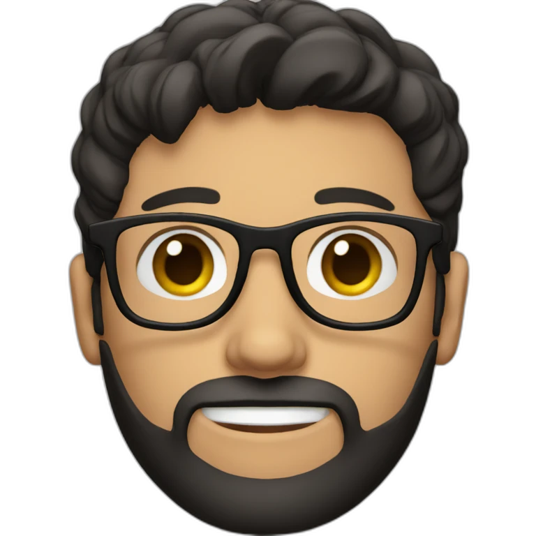 Brunette guy with beard; glasses; black hair emoji