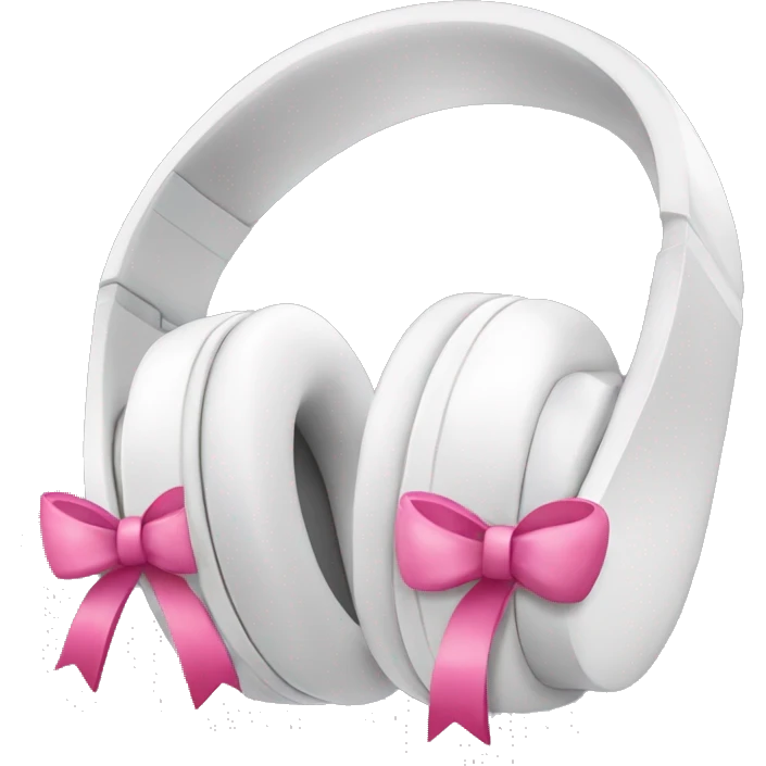 White headphones with cute pink bows in the side emoji