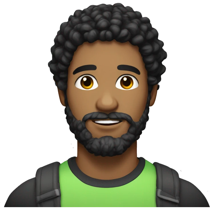 21 year old man with black curly hair and beard. muscular. white skin emoji
