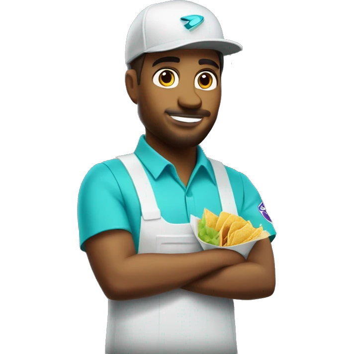 taco bell worker holfing baja blast emoji