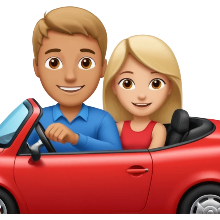 Men drives to her lovely girl in car of love emoji