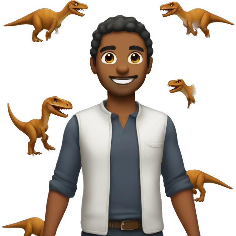 brown man with a dinosaur  emoji