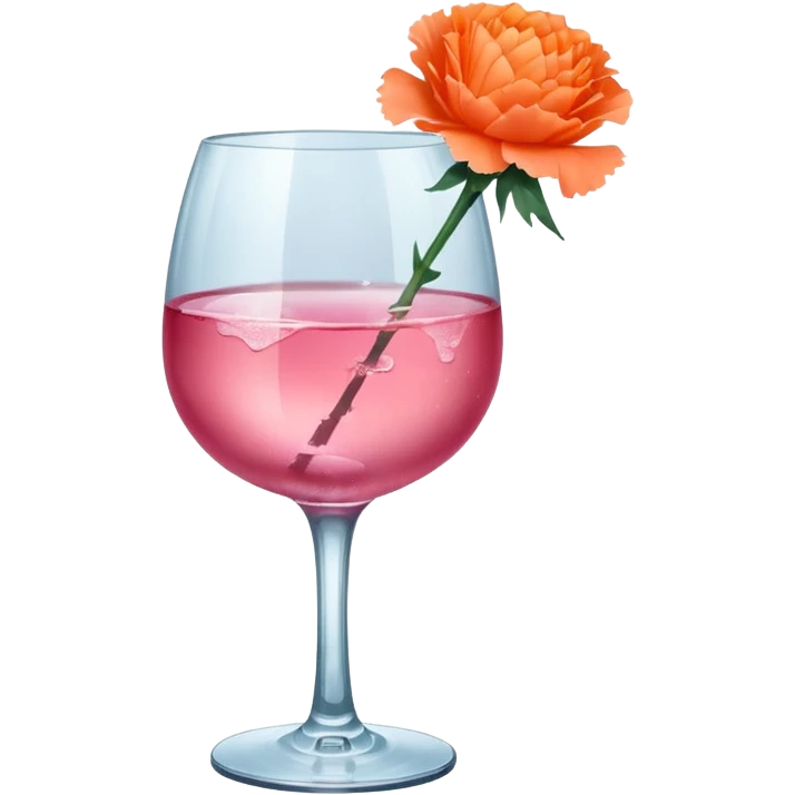 Pink wine on ice with an orange carnation emoji