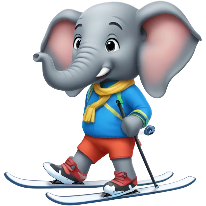 Elephant goes crosscountry skiing emoji