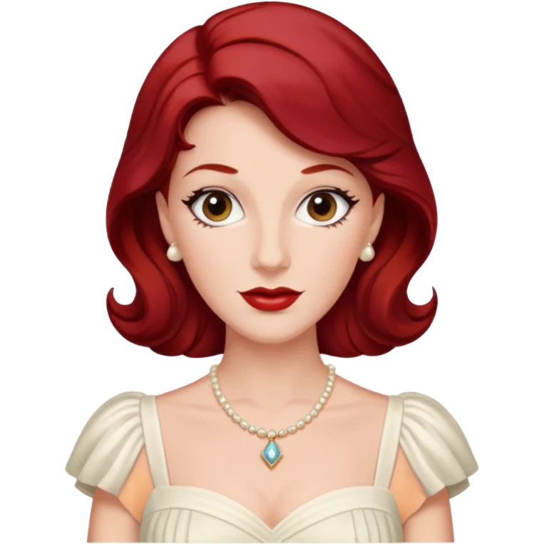 LaVerne Andrews from The Andrews Sisters with dark  red hair, ivory outfit emoji