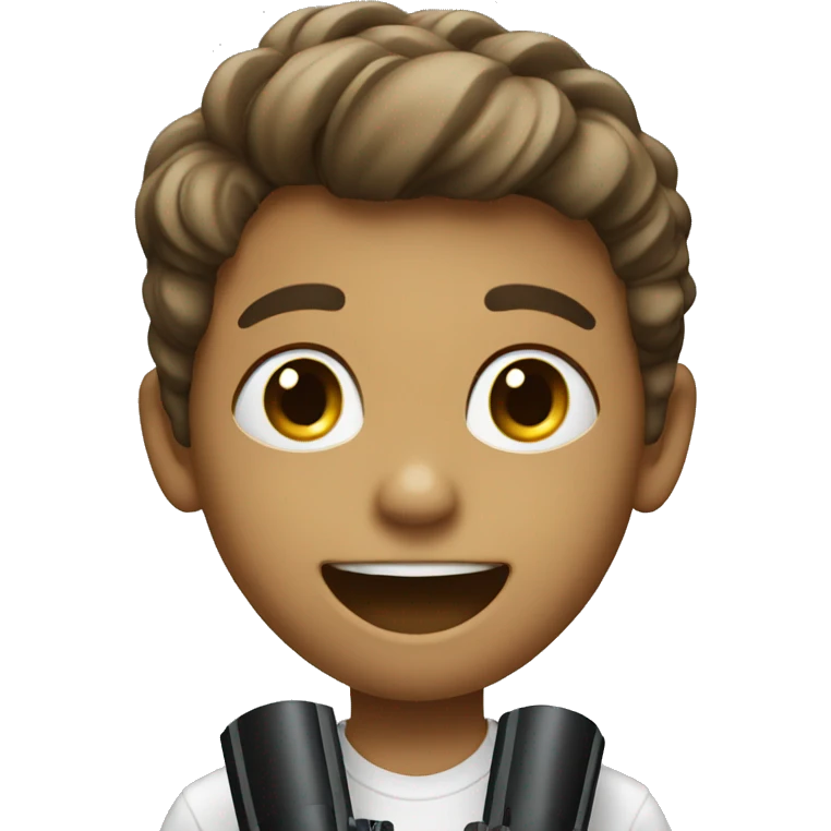 smiling boy with microphone emoji