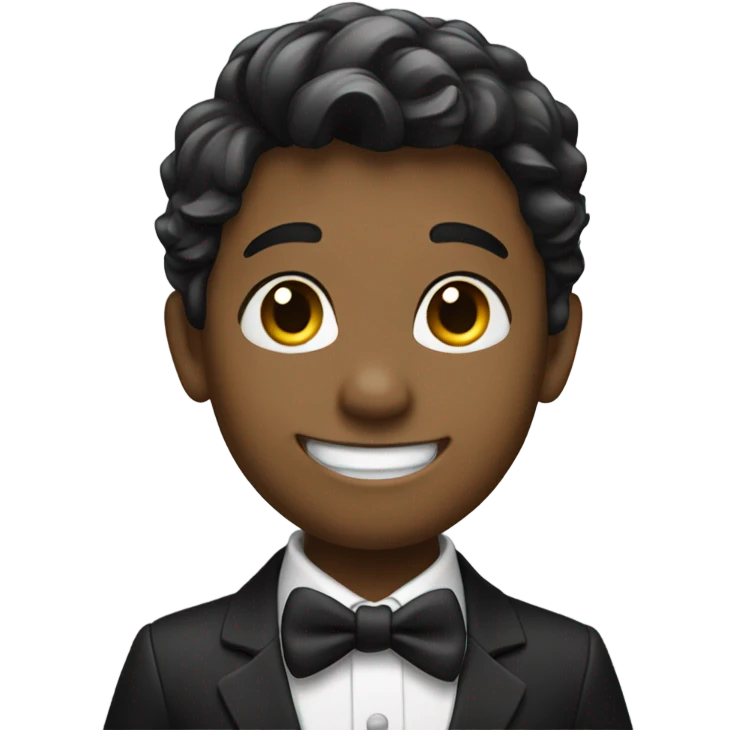 smiling boy in formal attire waving emoji